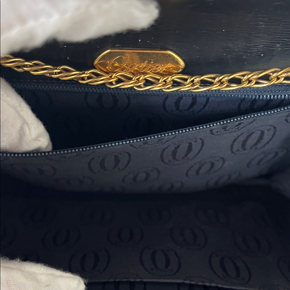 Cartier Inky Blue Leather Flap Bag Purse / Clutch - Picture 7 of 16